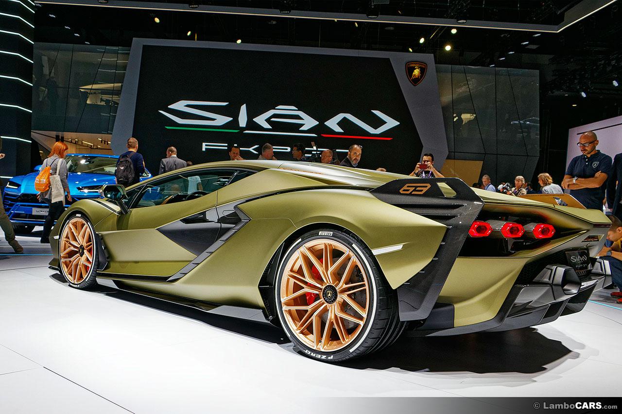 Rear angle view of Lamborghini Sian