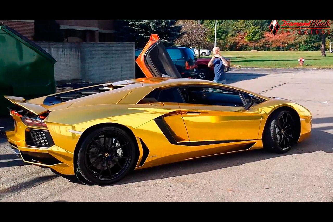 AVENTADOR LP700 GOLD CHROME WRAP BY DBX the VIDEO