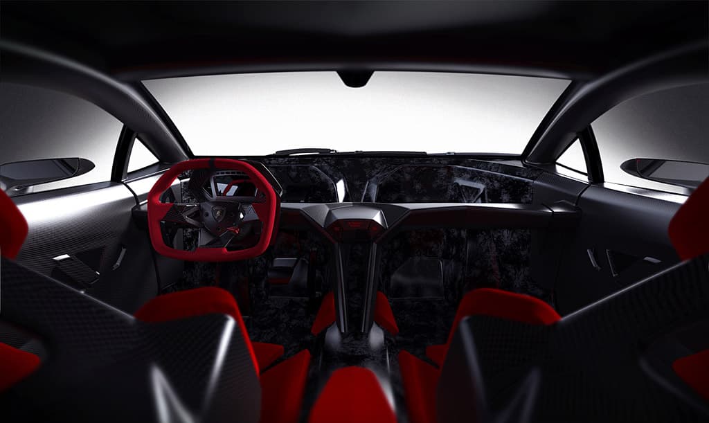 Lamborghini sesto elemento interior front view