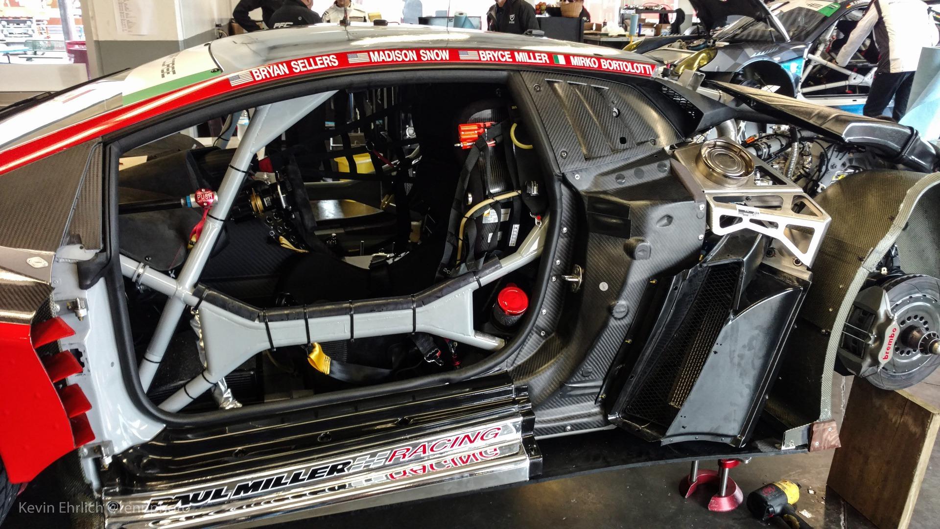 Red Paul Miller Racing Lamborghini before 2016 24 Hours of Daytona
