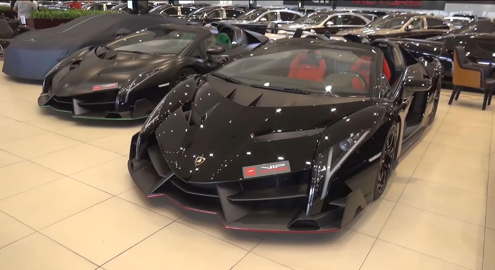 Two Lamborghini Veneno Roadster. Photo courtesy of Shmee150/YouTube
