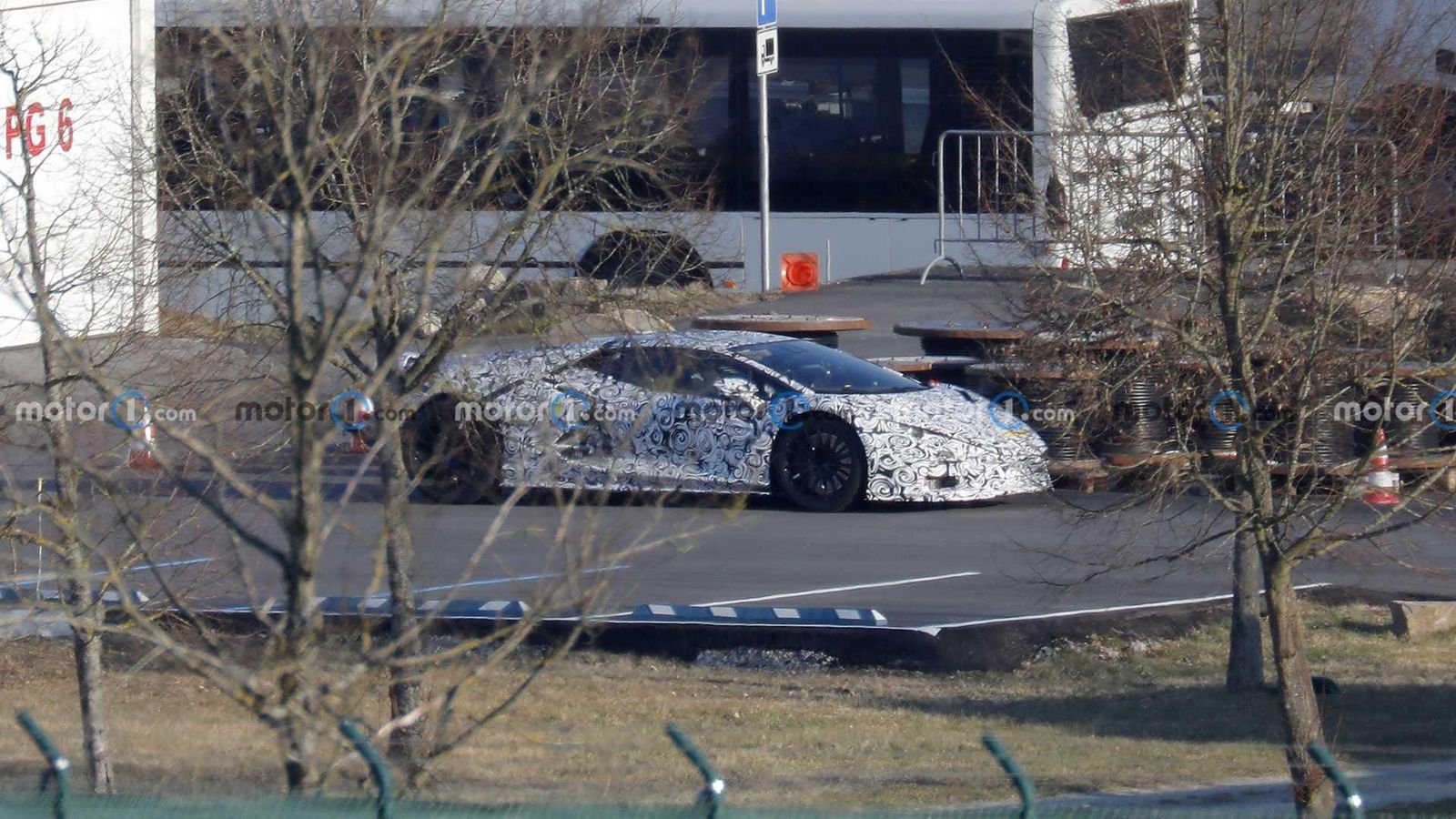 The 2023 Lamborghini Aventador successor spy photo - Photo courtesy of Motor1.com