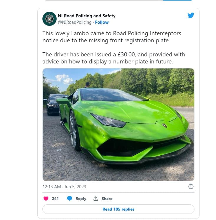 Huracan Driver Fined For Missing Front Number Plate - How Much? 3 Screenshot 2 2