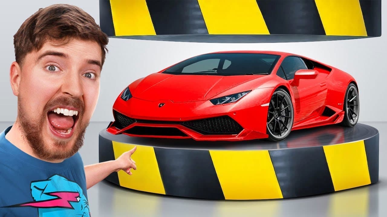 Mrbeast Destroys Lamborghini Worth $200,000 In An Unconventional Way - But Why? 11 Hydraulic press vs lamborghini