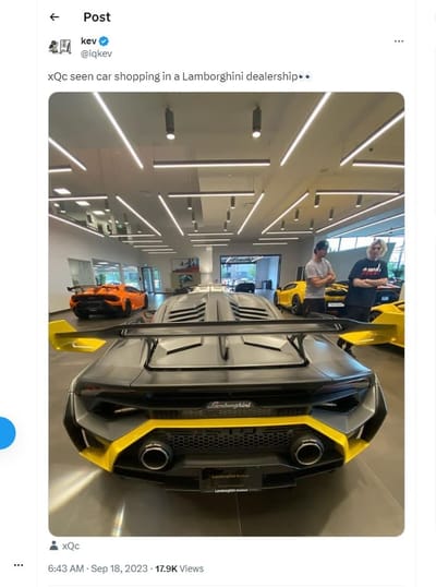 Xqc Upgrades To An Expensive $300K Lamborghini Huracan Tecnica After Losing His Mclaren To Ex 3 Xqc seen here shopping for his lamborghini