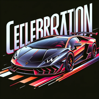 Lamborghini'S Instagram Milestone, An Amazing Journey To 35 Million Followers 2 Dall%c2%b7e 2024 01 30 20. 21. 46 a celebratory graphic focusing on the word celebration and featuring a lamborghini supercar. The word celebration is displayed in large elegant l