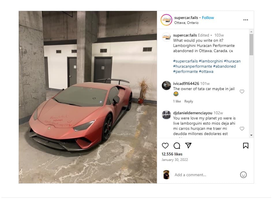 Lamborghini Huracán Performante Abandoned: A Tale Of Neglected Luxury In An Ottawa Parking Lot 3 Lamborghini huracán performante abandoned