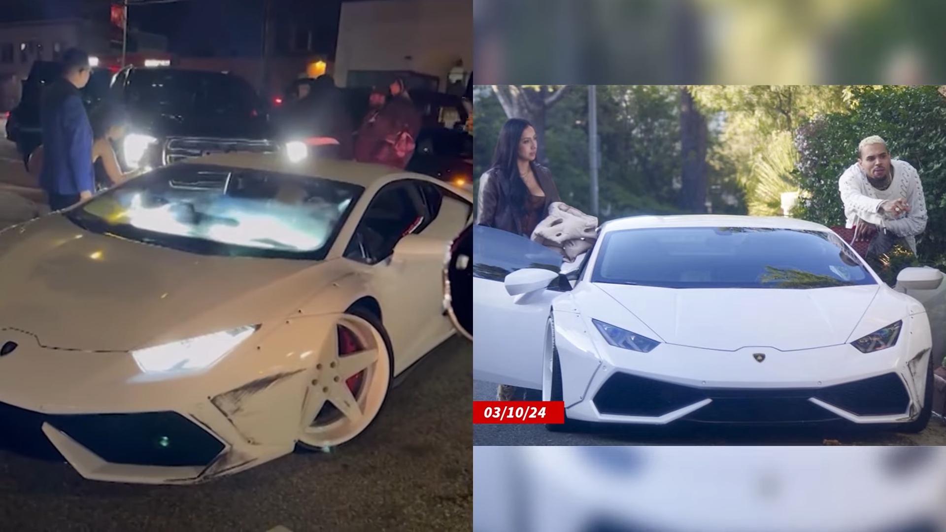Chris Brown'S Lamborghini Aventador Front Bumper Suffers Extensive Damage Exiting Posh La Nightclub, Leaves Him Fuming! 7 Vs youtube chrisbrownscrapesuphislamborghiniinhollywoodlookingpissedhourslater 018