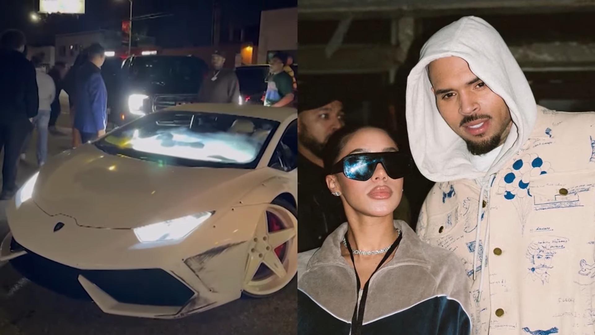 Chris Brown'S Lamborghini Aventador Front Bumper Suffers Extensive Damage Exiting Posh La Nightclub, Leaves Him Fuming! 6 Vs youtube chrisbrownscrapesuphislamborghiniinhollywoodlookingpissedhourslater 034
