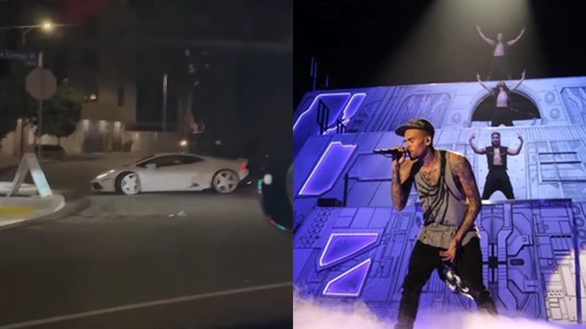 Chris Brown'S Lamborghini Aventador Front Bumper Suffers Extensive Damage Exiting Posh La Nightclub, Leaves Him Fuming! 3 Chris brown's lamborghini aventador