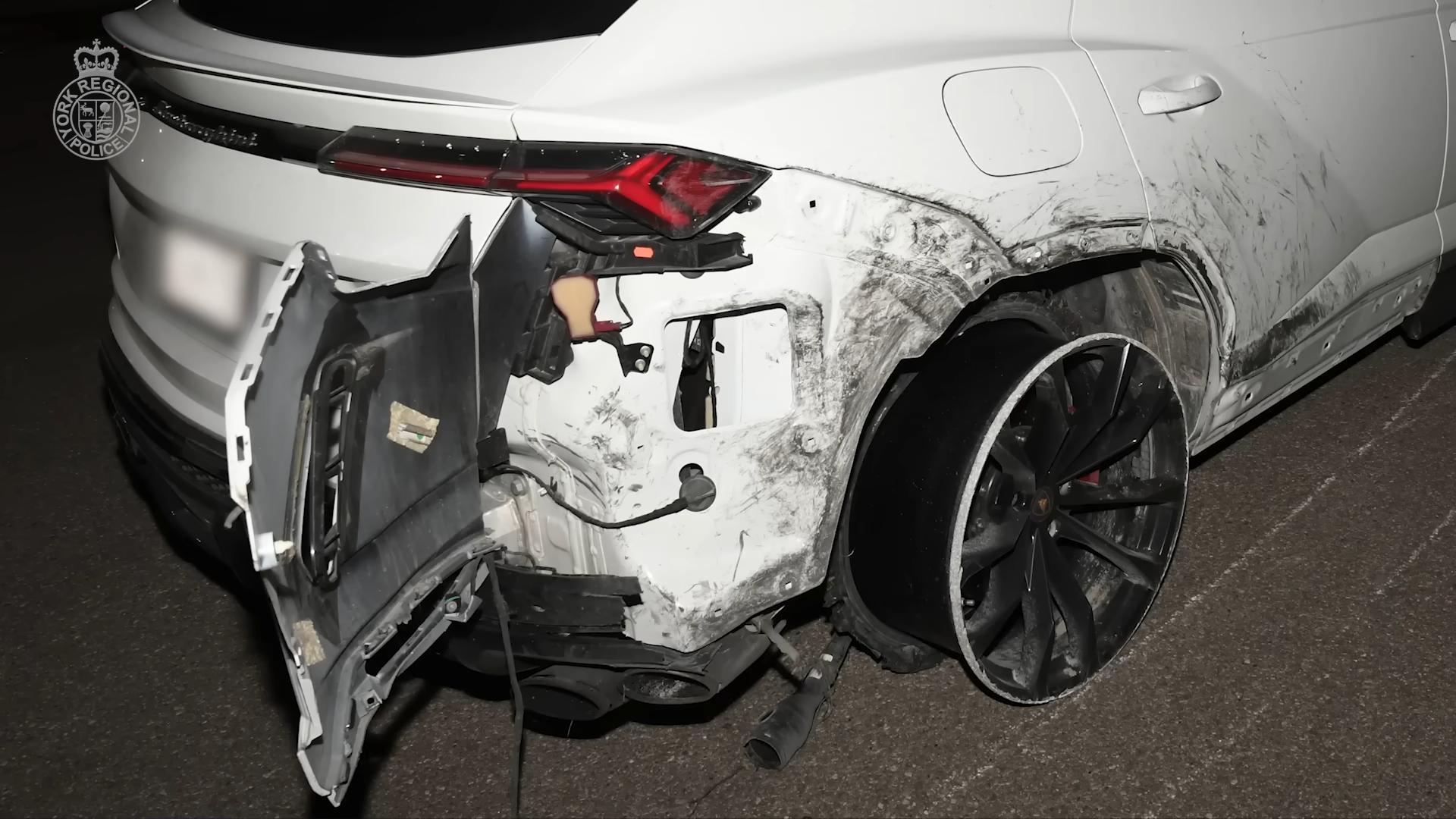 Reckless Rampage: Two Arrested After Wild 124-Mph Lamborghini Urus Police Chase Ends In Spectacular Tire Blowout 7 Vs youtube twochargedafterlamborghinitravelling200kmhonhwy407attemptstofleepolice 143