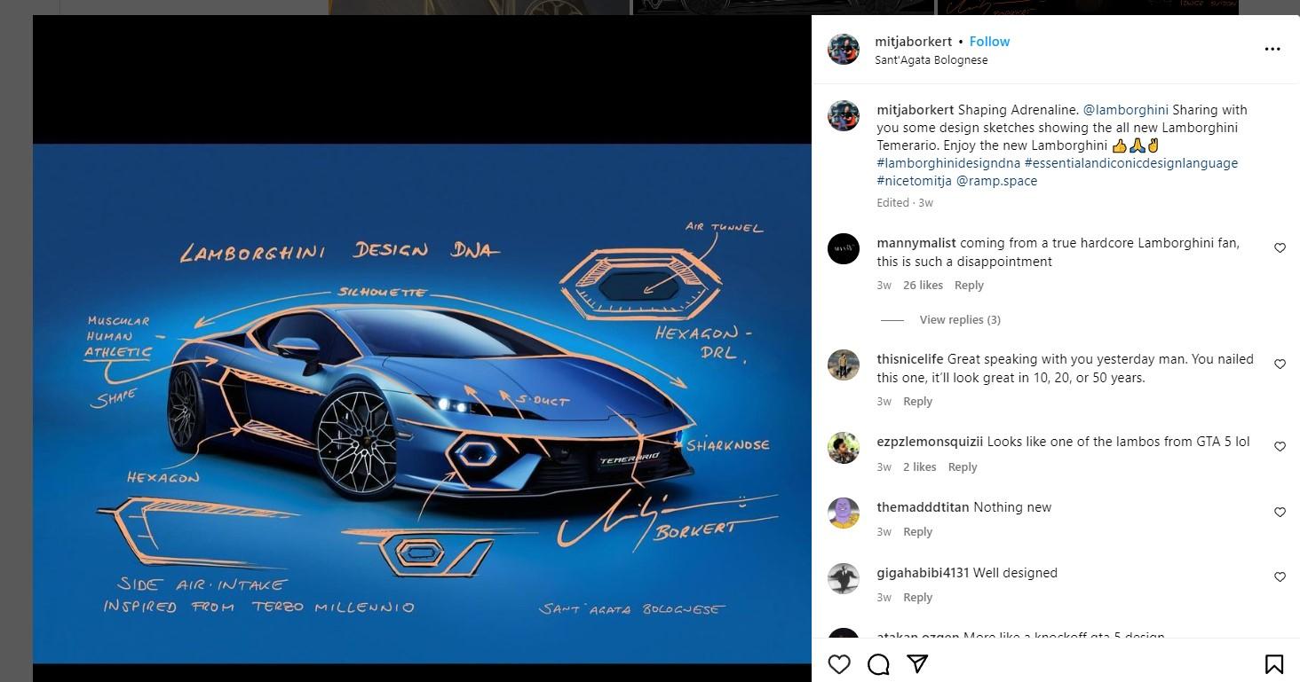 Behind The Lamborghini Temerario Design: Mitja Borkert, Design Director Lamborghini, Unveils 3 Exclusive Sketches Revealing Various Inspirations 3 Lamborghini temerario design
