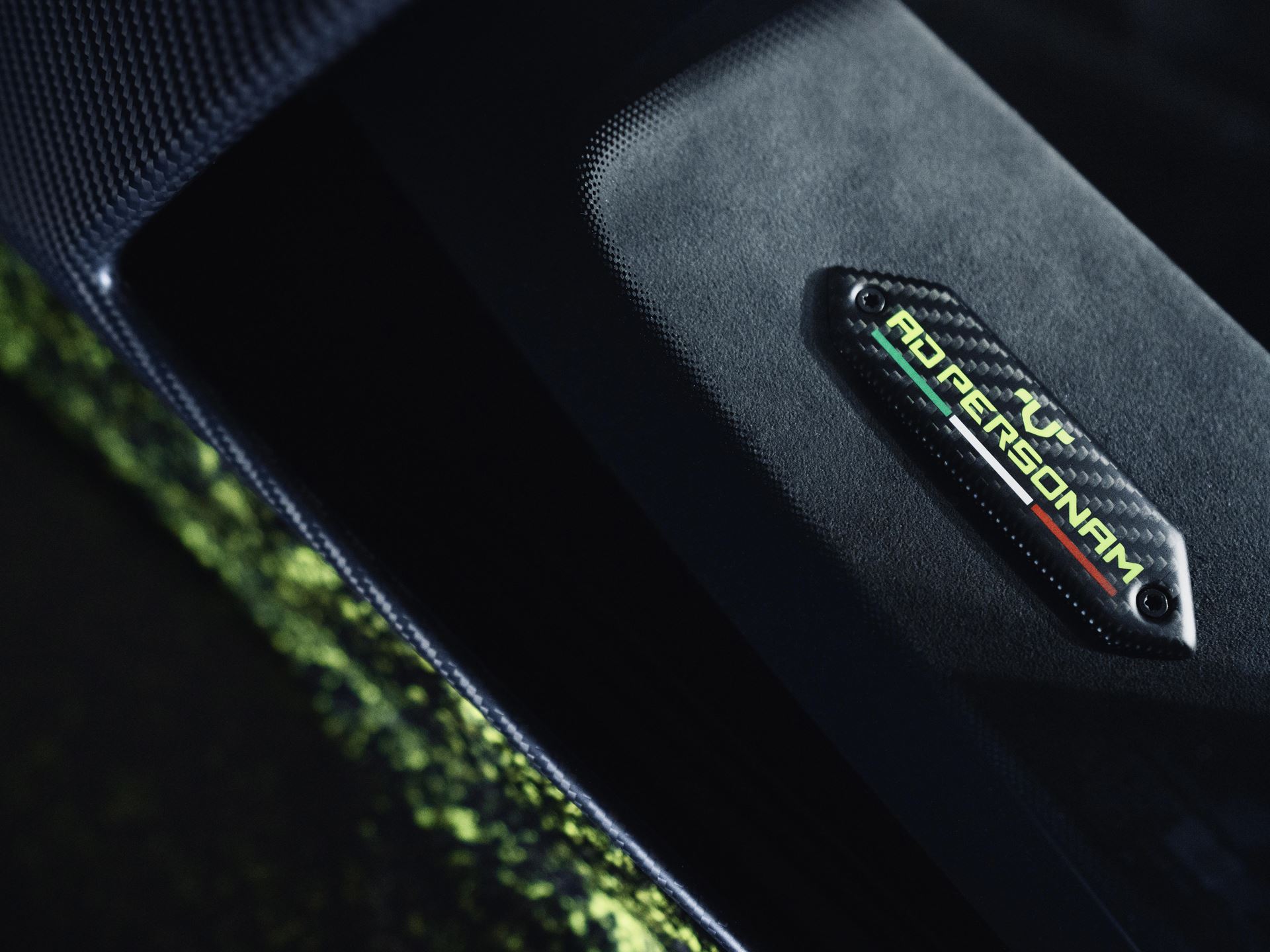 Carbon fiber ad personam plaque with italian flag colors