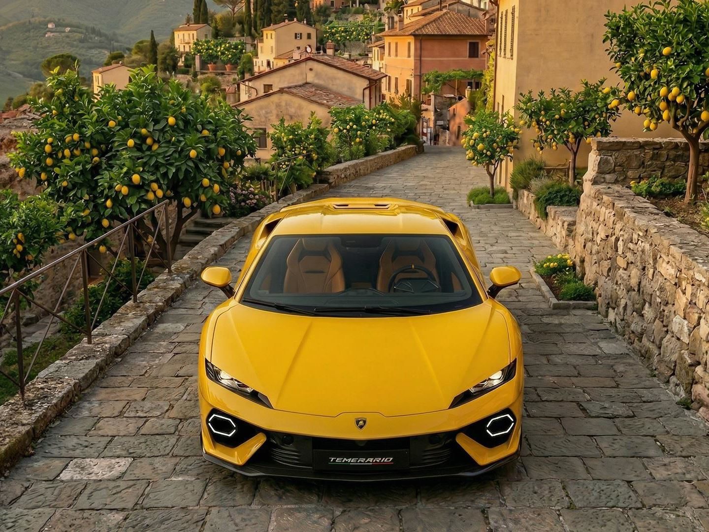 Lamborghini'S April Fool'S Joke Accidentally Reveals The Most Underrated Reason To Buy One 3 Yellow lamborghini temerario parked on a cobblestone street in an italian village with lemon trees