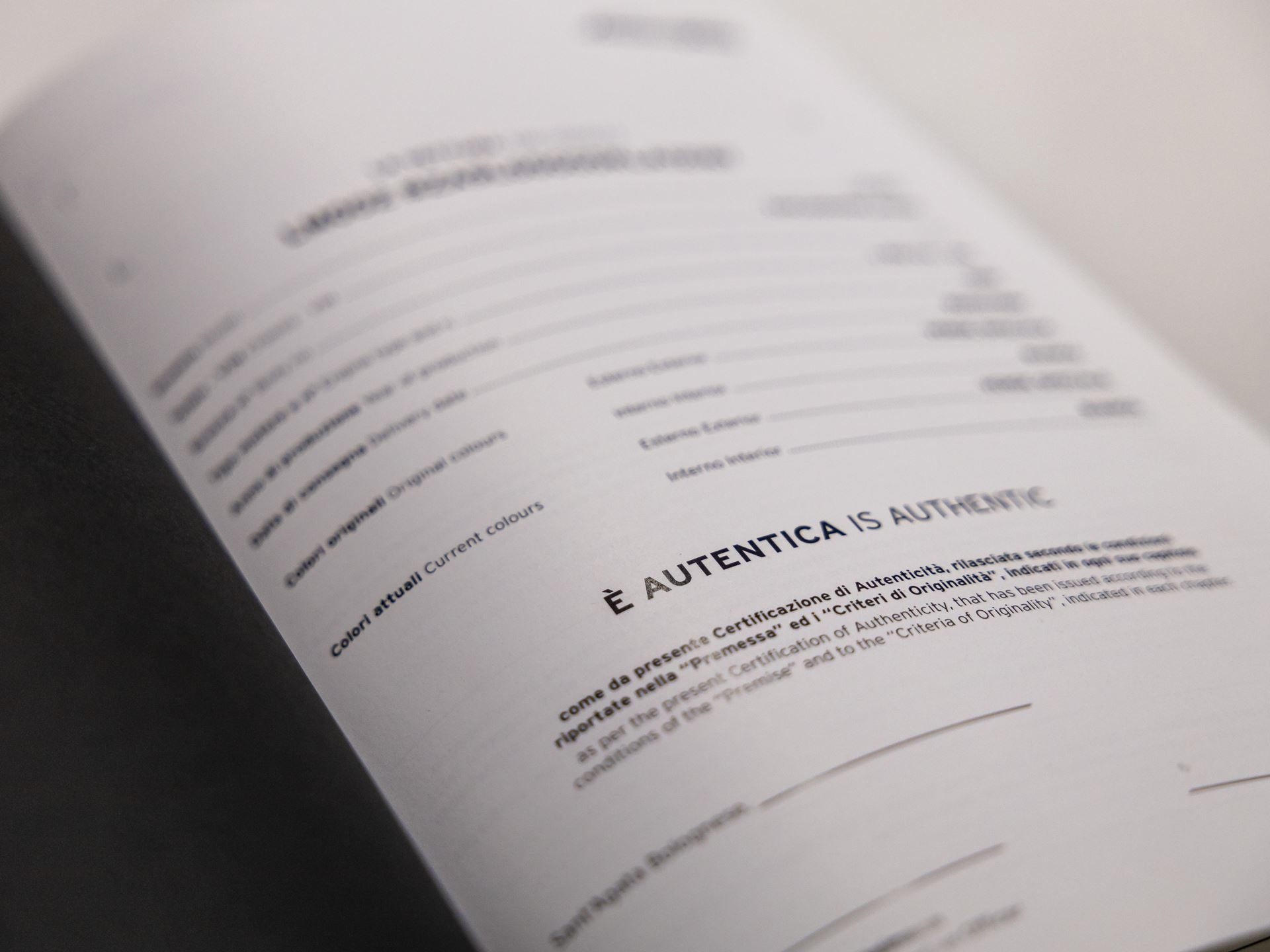 Ten Years Of Polo Storico: How Lamborghini Built The Only Heritage Program That Rebuilds Cars From The Dead 11 Close-up of a polo storico authenticity certificate document reading è autentica / is authentic