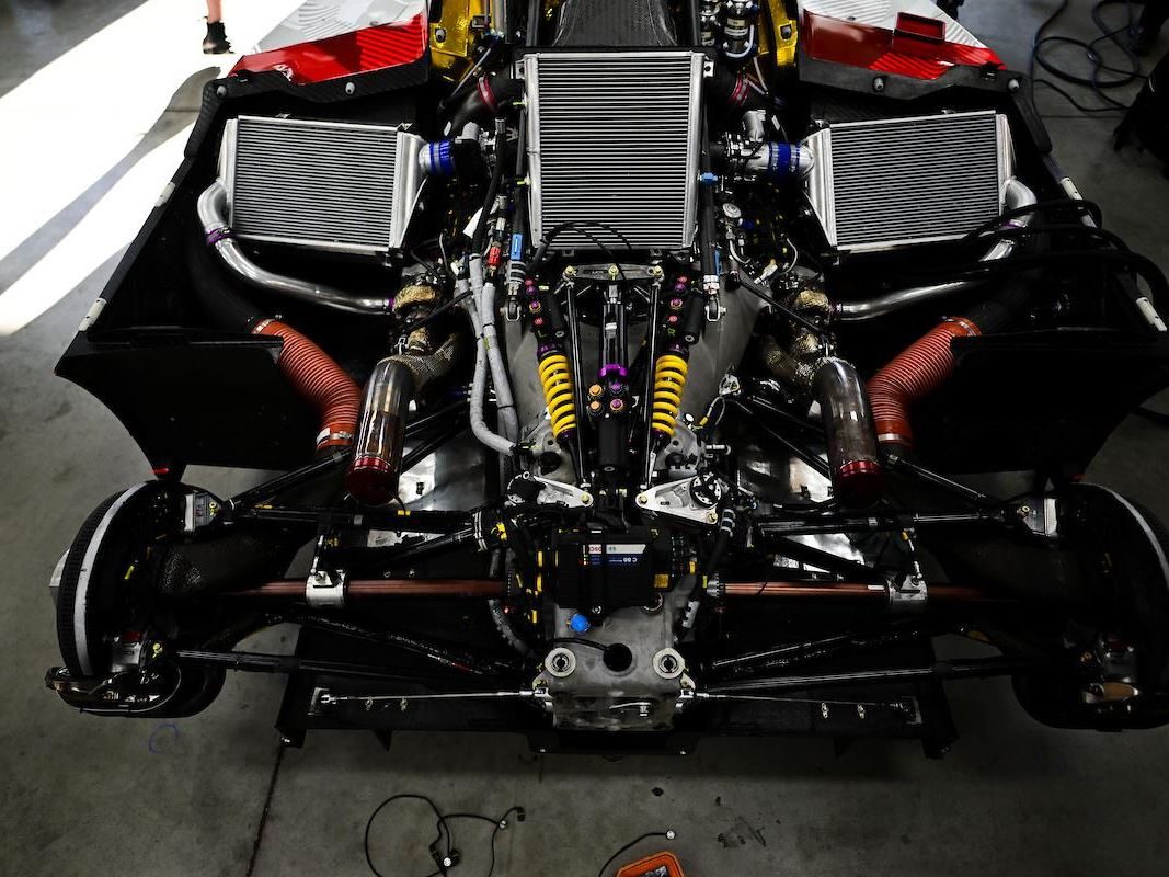 The Lamborghini Sc63'S 'Evo Joker' Suspension Finally Showed What This Car Can Do, Just As The Program Winds Down 7 Overhead view of the exposed engine, radiators, suspension, and wiring of the lamborghini sc63 prototype
