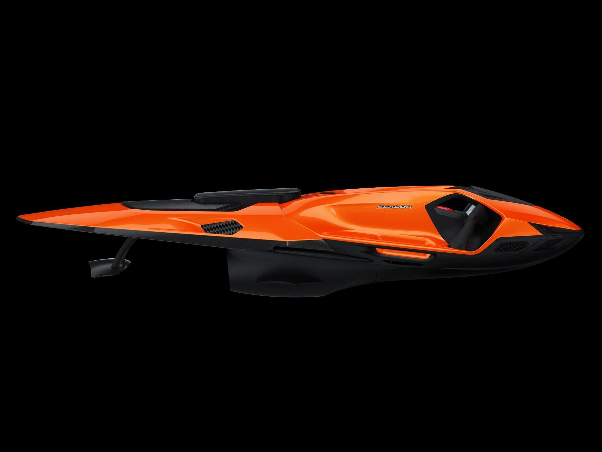 Cayago'S Most Powerful Seascooter Wears Lamborghini Colors And A Familiar Start Button 3 Side profile studio shot of the orange and black seabob se63 for automobili lamborghini