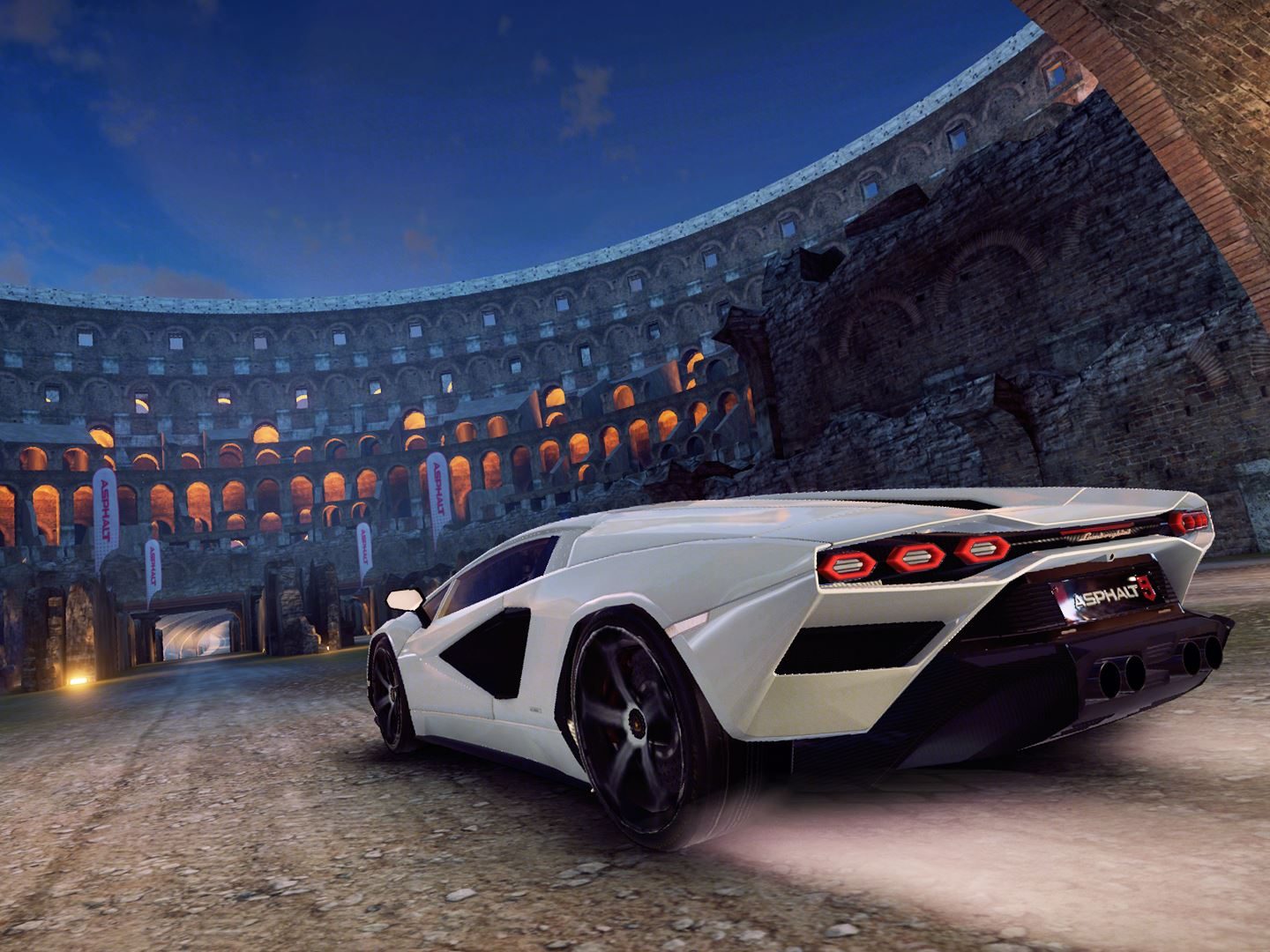 The Countach Lpi 800-4 Enters Asphalt 9: Legends, And Lamborghini Wants You To Race For It 11 White lamborghini countach lpi 800-4 racing through a roman-style arena in asphalt 9: legends