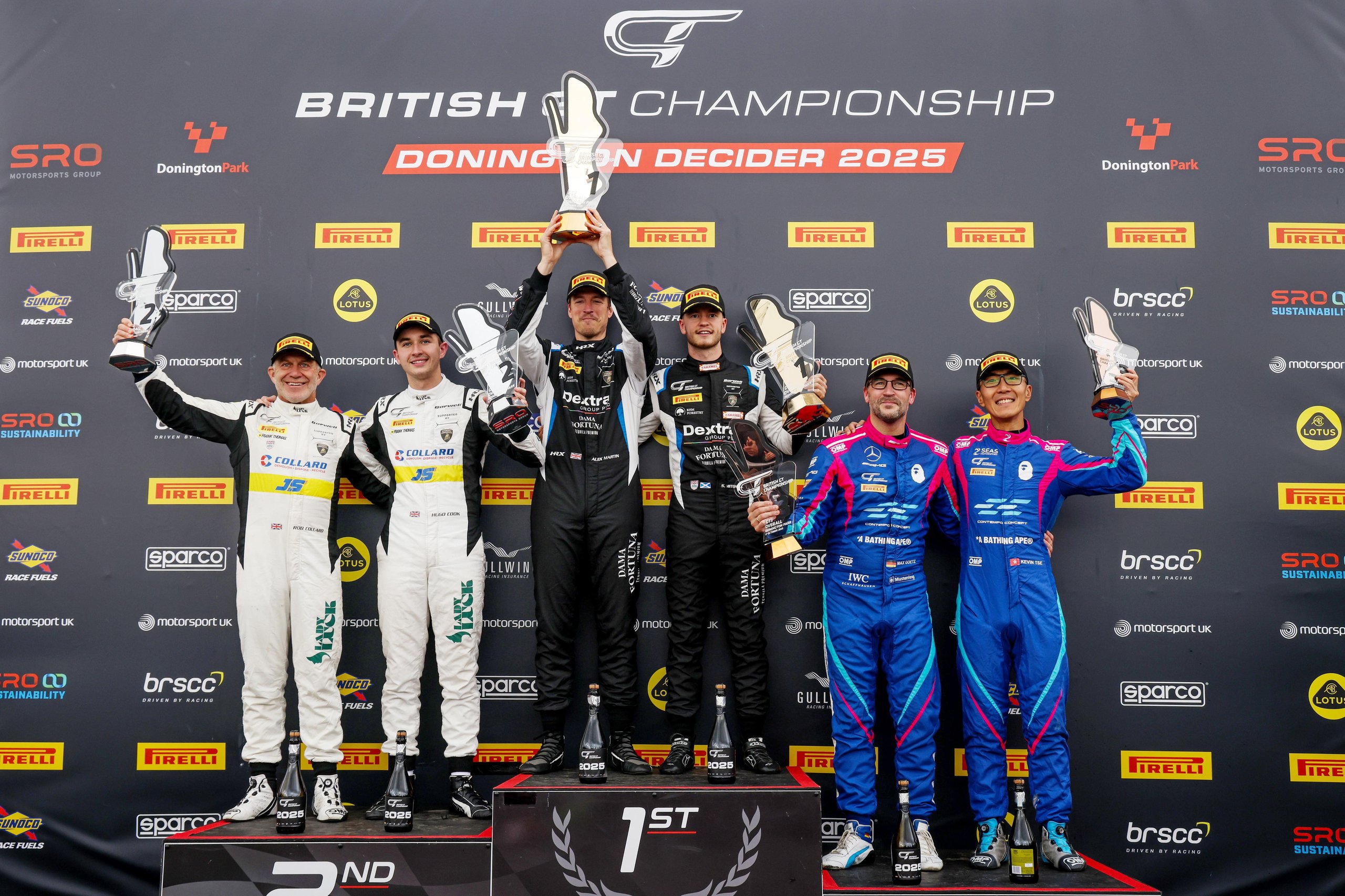 Barwell'S Donington One-Two Puts The Huracán Gt3 One Win From 200 5 Six barwell motorsport drivers celebrate on the british gt championship podium with trophies and champagne