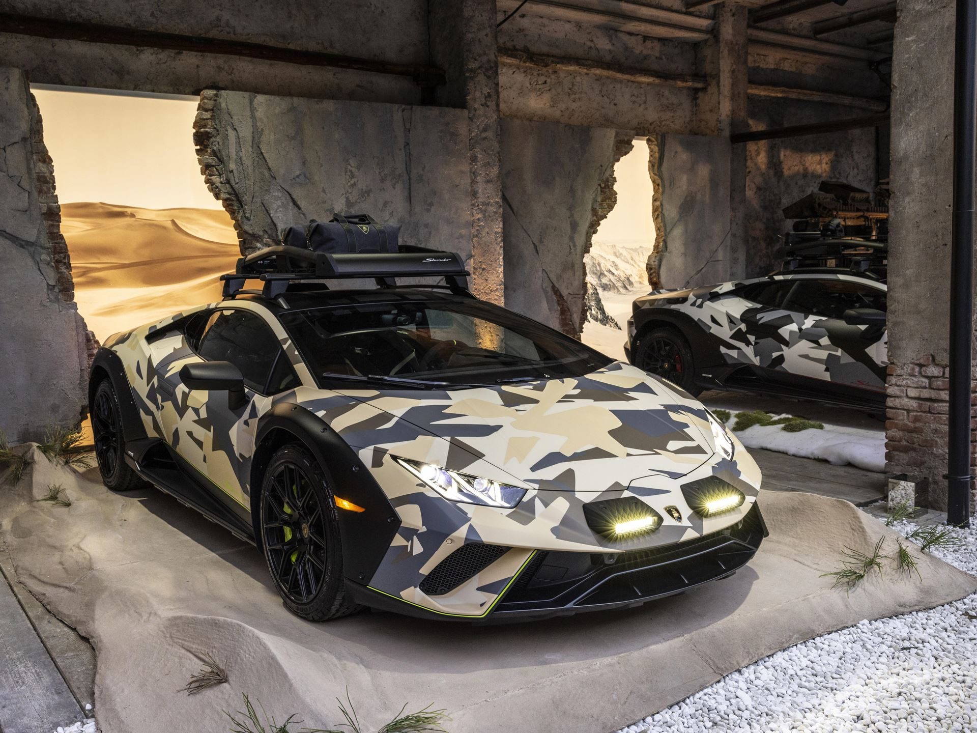 Twelve Camouflaged Sterrattos, A Michelin-Starred Dinner, And Tod'S Loafers: Inside Lamborghini'S Milan Design Week Power Play 25 Huracan sterrato all terrain milan design wee draft 751c0139 exterior 012