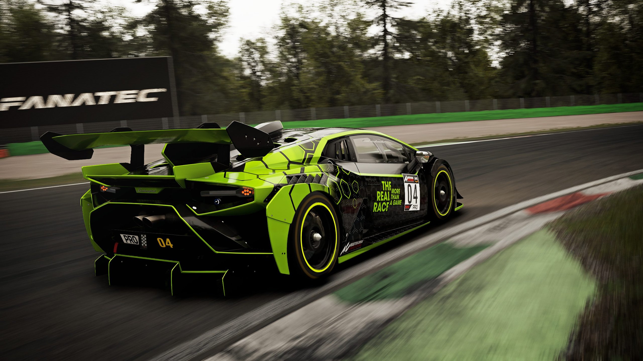 Lamborghini'S 'The Real Race' Offers Sim Racers A Factory Esports Seat, And That Changes The Talent Pipeline 5 Lime green and black lamborghini huracán gt3 evo race car with number 04 livery speeding around a race track