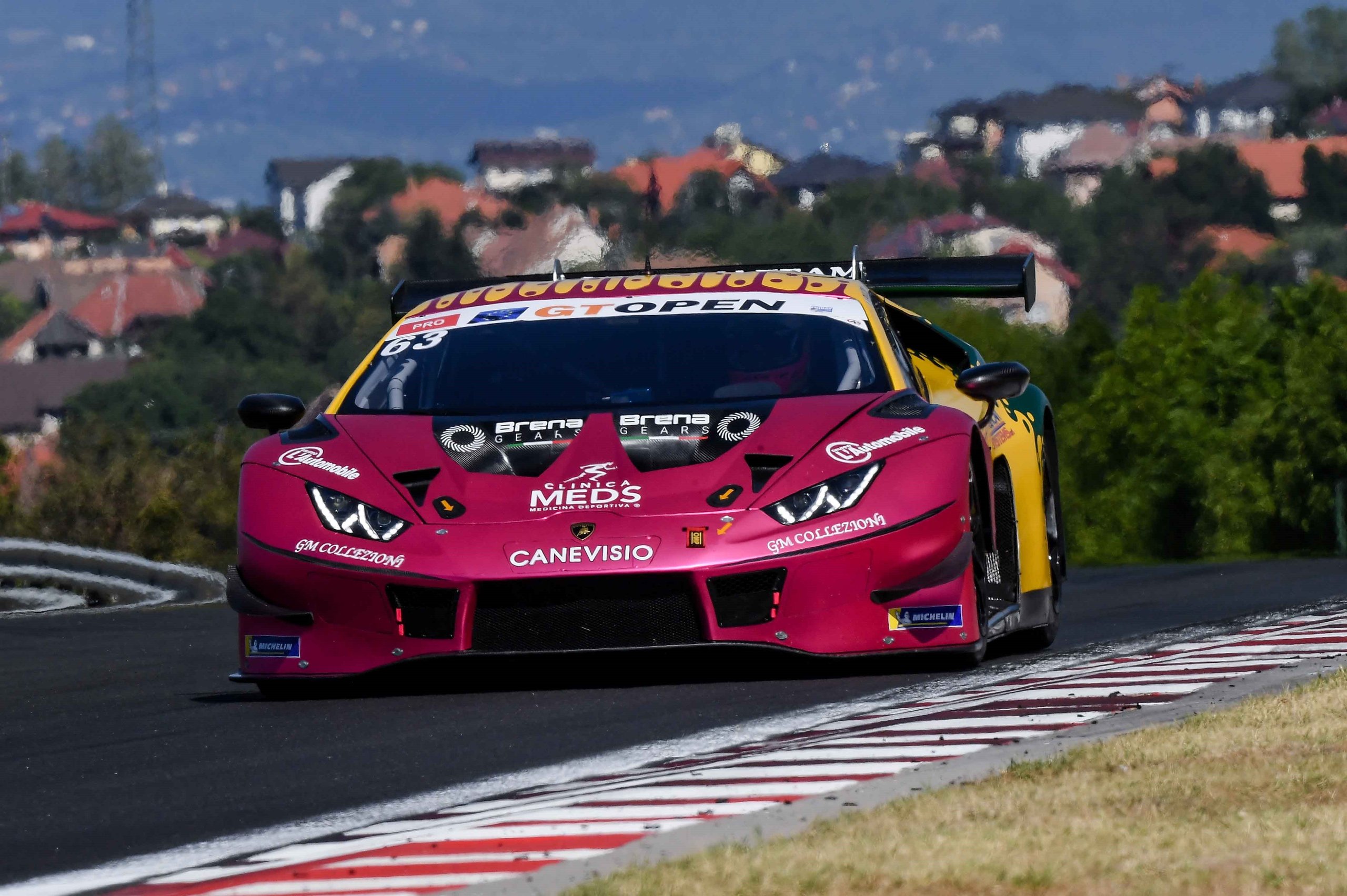 Gilardoni'S Second-Per-Lap Hunt Puts Lamborghini Atop The Gt Open Standings At Hungaroring 5 Oregon team's number 63 lamborghini huracán gt3 evo in pink and yellow livery cornering on the hungaroring circuit