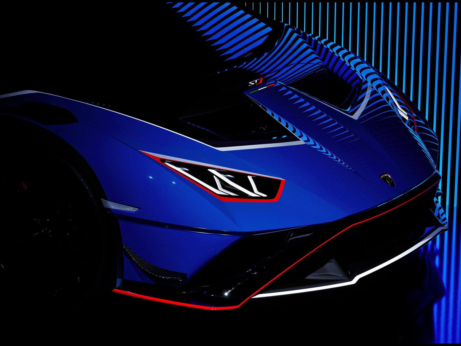 Huracán Stj: Ten Units, One Last V10, And A Collector'S Argument That Writes Itself 3 Close-up of the huracán stj front fascia showing y-shaped led daytime running lights, carbon fiber aero elements, and stj decal