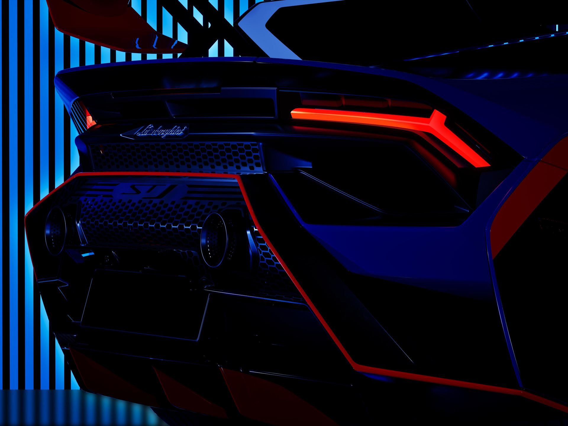 Huracán Stj: Ten Units, One Last V10, And A Collector'S Argument That Writes Itself 7 Close-up of the huracán stj rear showing illuminated y-shaped taillight, honeycomb grille, and dual exhaust tips