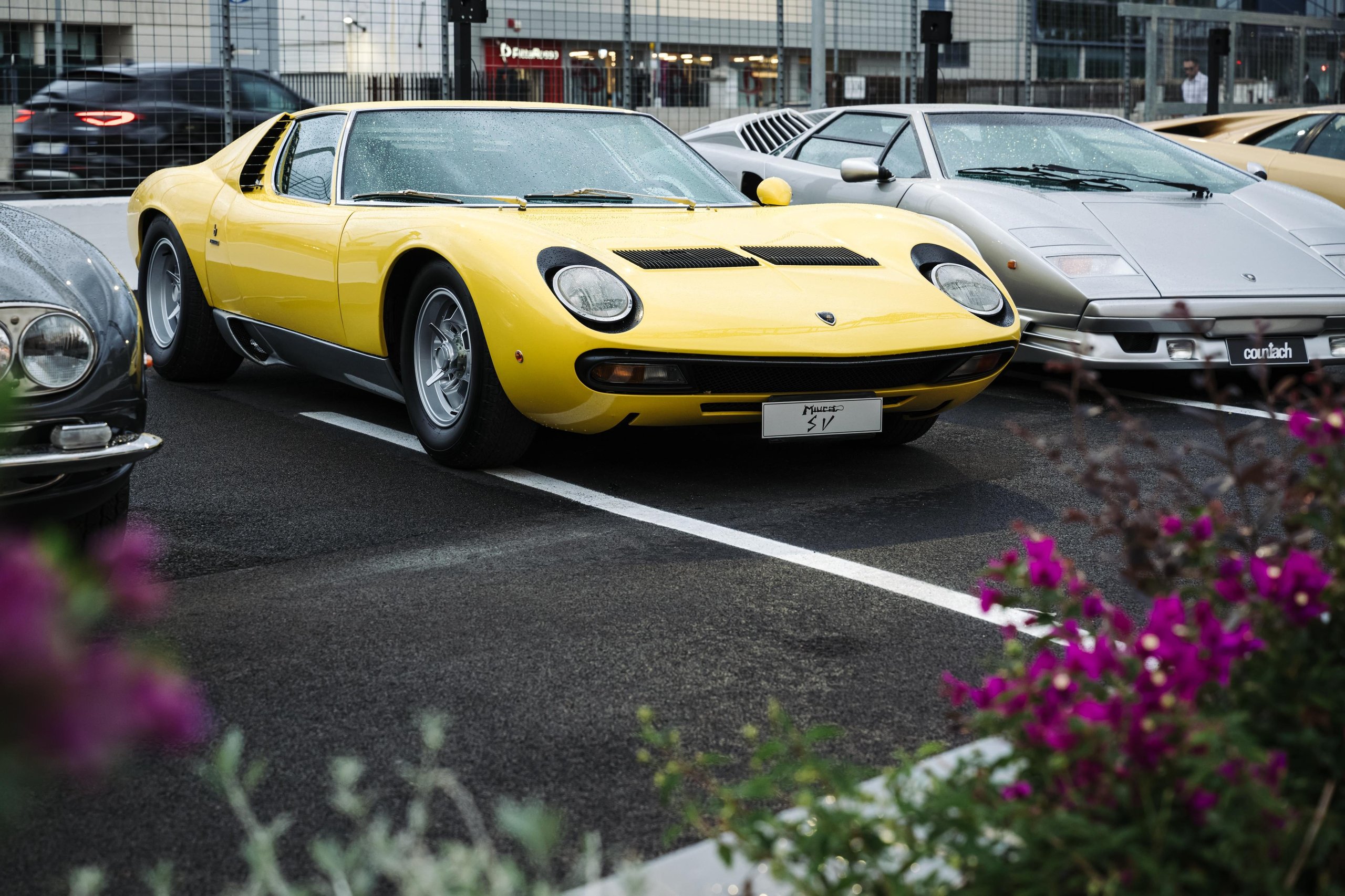 Lamborghini'S New Rome Flagship Pairs A Miura With The Revuelto To Sell Its Electrified Future 7 Classic yellow lamborghini miura parked alongside a silver countach 25th anniversary outside the rome dealership