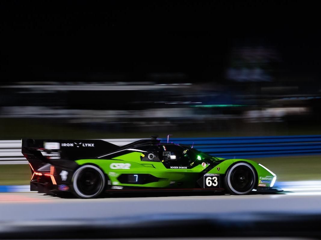 The Sc63'S Sebring Seventh: Why Finishing On The Lead Lap Mattered More Than The Position 11 The lamborghini sc63 at speed during night running at sebring with motion blur and illuminated taillights