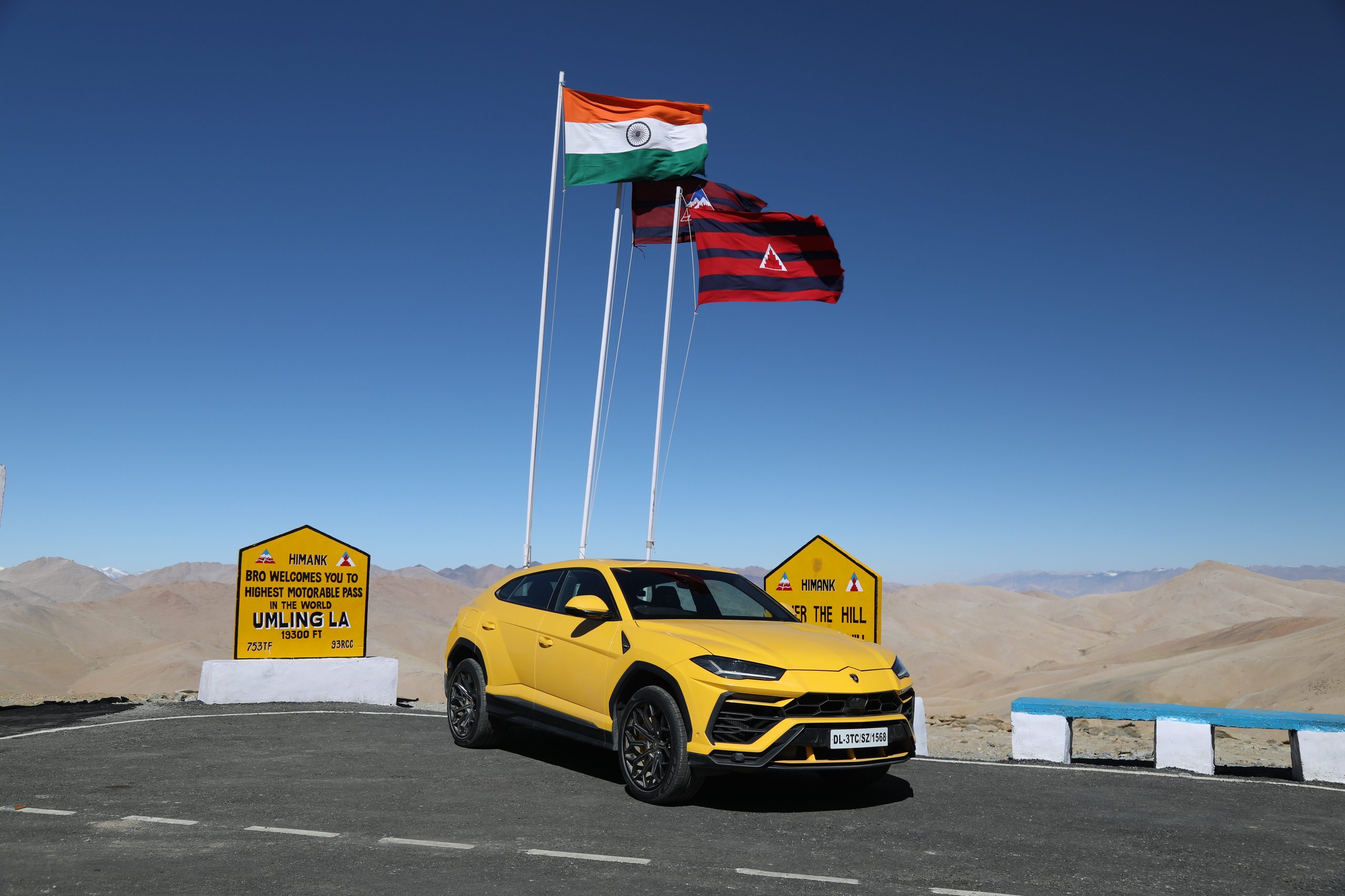 20,000 Urus Units In Four Years: How Lamborghini'S Bestseller Doubled The Entire Company 5 Yellow lamborghini urus at india's umling la mountain pass with the indian flag flying overhead
