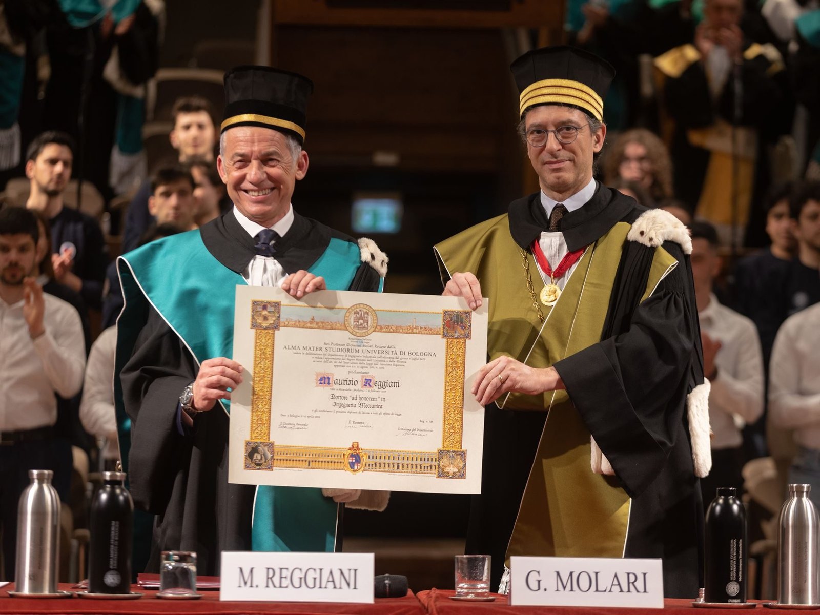 Maurizio Reggiani receiving his honorary degree in Mechanical Engineering from the University of Bologna