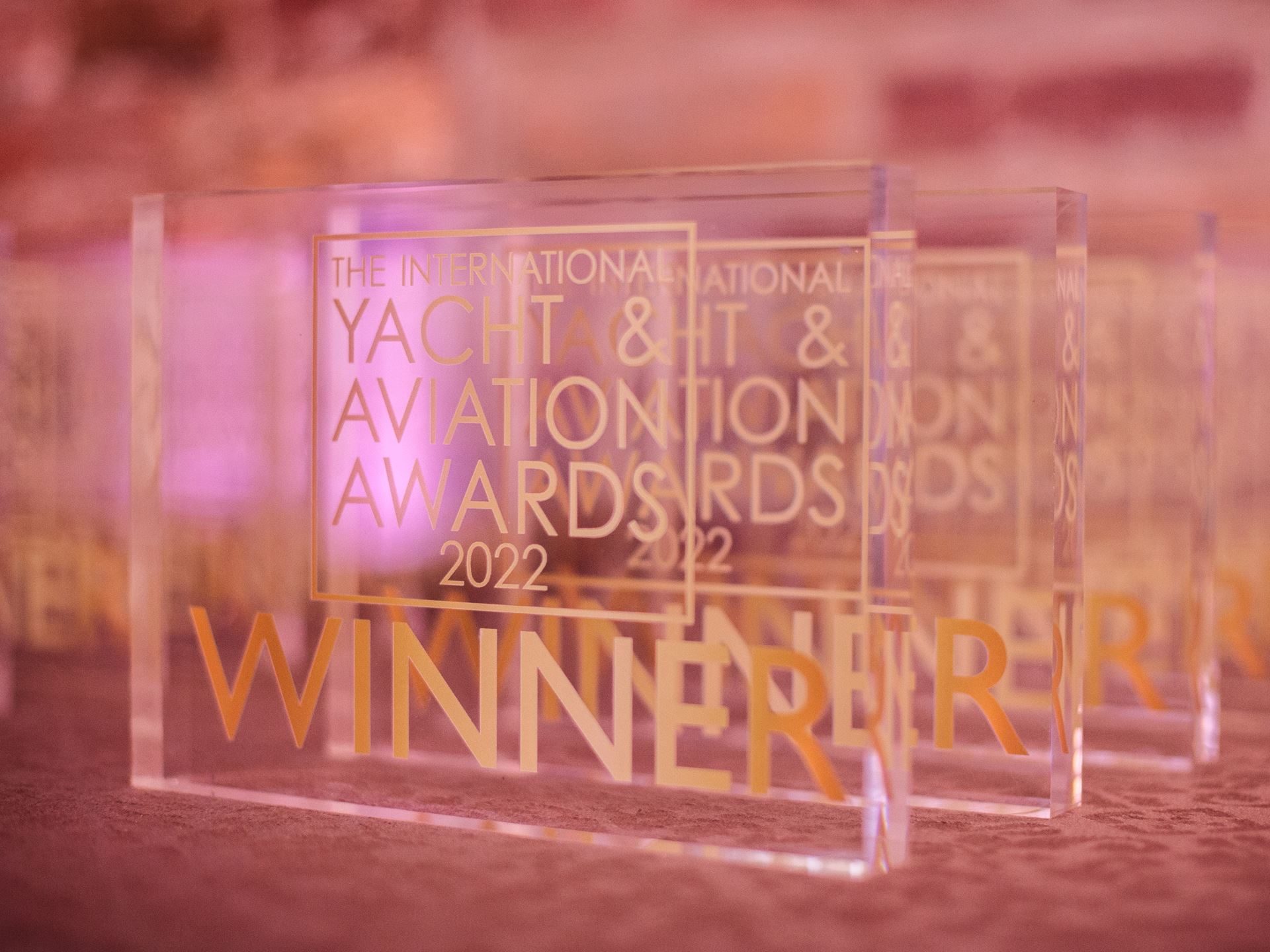Tecnomar For Lamborghini 63 Wins International Yacht Design Award, Proving The Raging Bull'S Design Dna Travels Well Beyond Asphalt 3 Three clear acrylic international yacht and aviation awards 2022 winner trophies with gold engraving