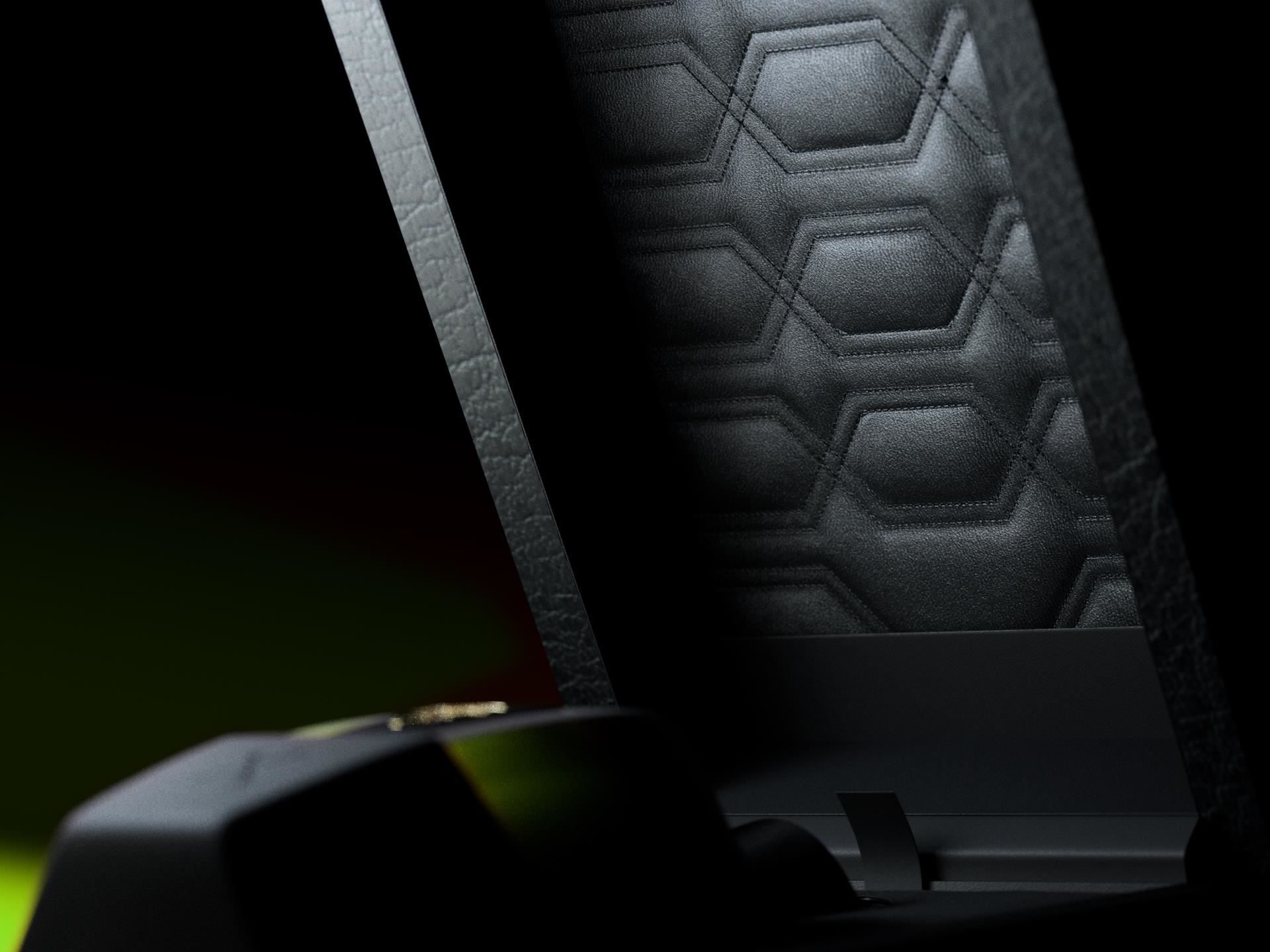 Close-up of the hexagonal quilted interior lining of the xerjoff x lamborghini fragrance box