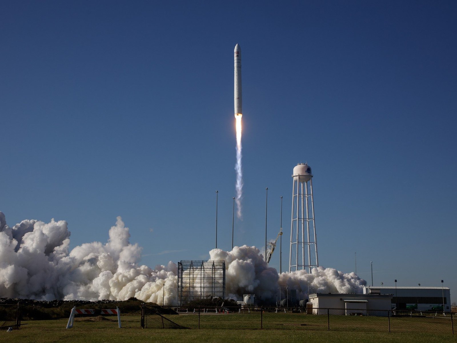 Northrop Grumman Antares rocket launching from Wallops Flight Facility carrying Lamborghini carbon fiber samples to the International Space Station