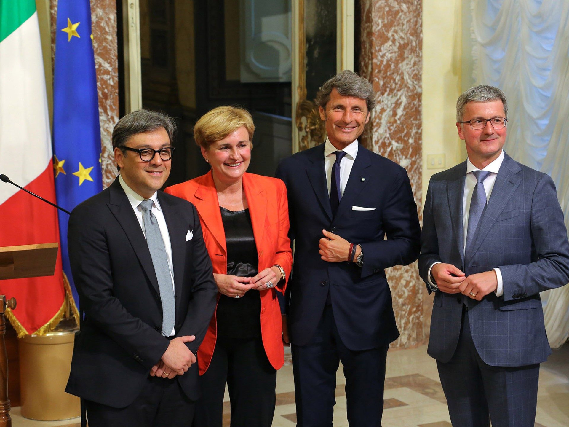 Key stakeholders at the formal announcement of Lamborghini Urus SUV production in Sant'Agata Bolognese